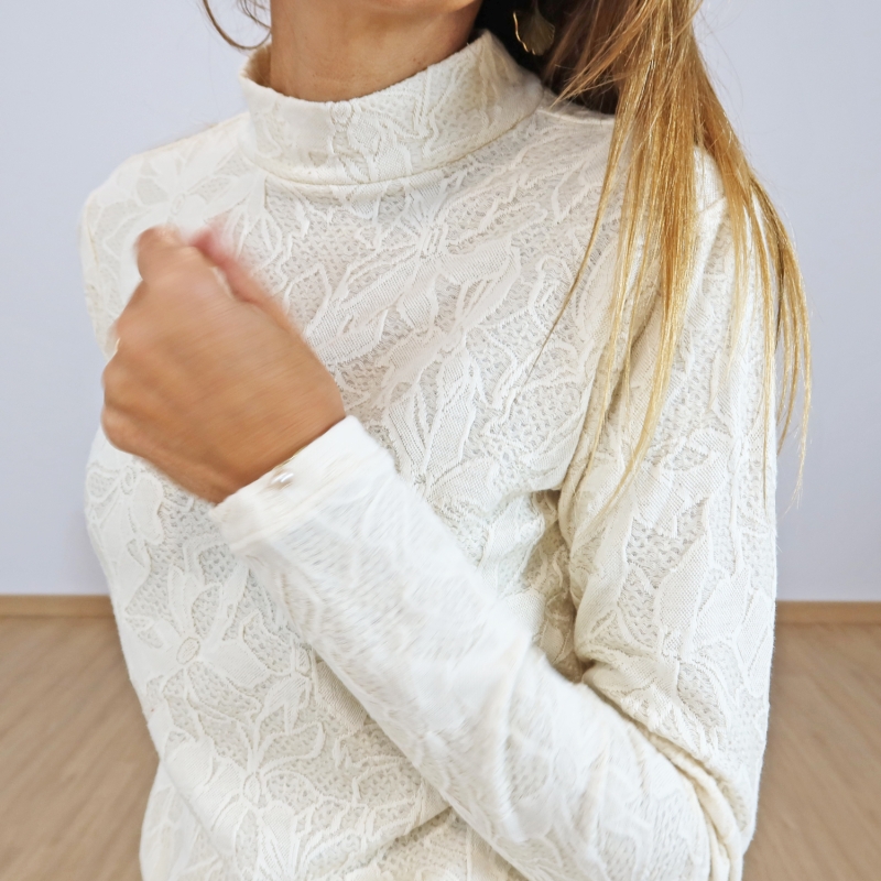 top col cheminée femme écru