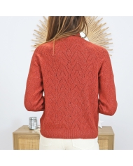 pull élégant femme rouge rouille