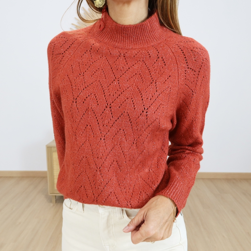pull rouge rouille femme Tiffosi