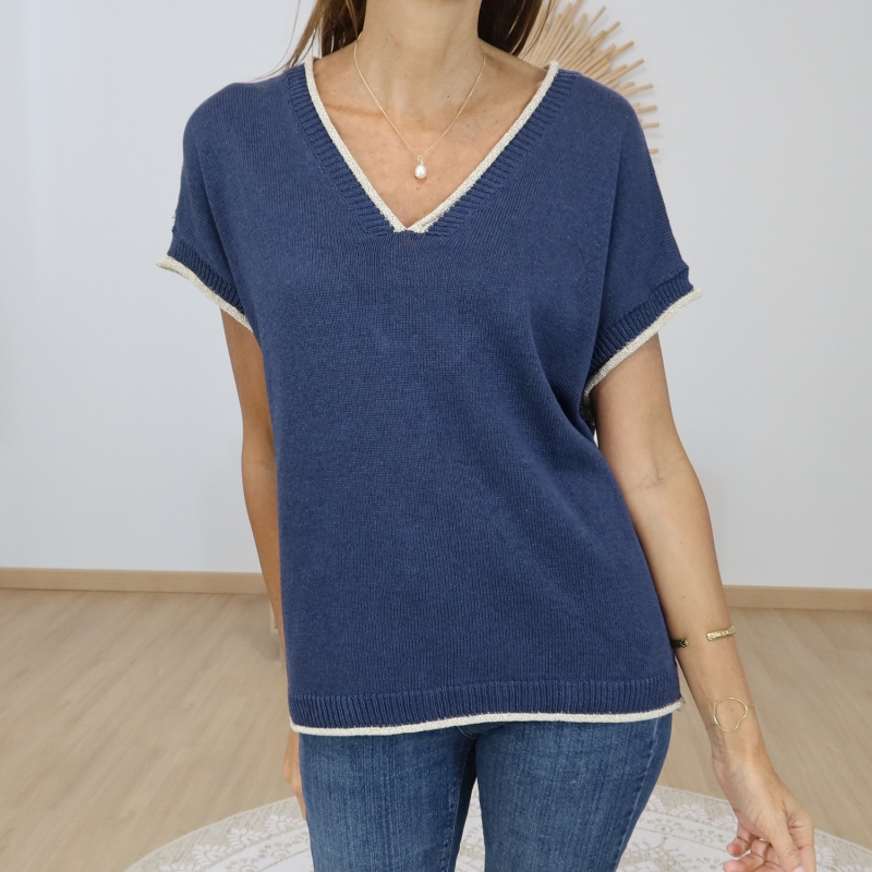 top oversize bleu marine femme