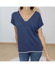 top oversize bleu marine femme