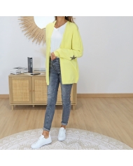 gilet long femme jaune étoile paillettes