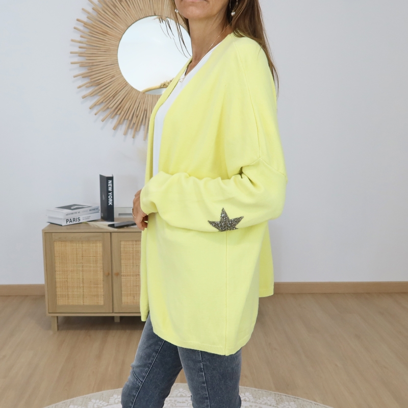 gilet oversize femme étoiles coudes