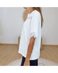 t-shirt blanc femme dentelle