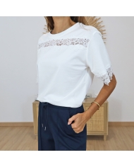 t-shirt blanc chic dentelle
