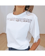t-shirt femme dentelle manches
