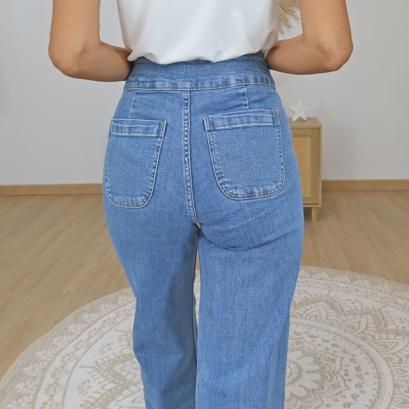 jean bleu femme taille haute