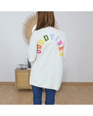 gilet femme lettres bouclette multicolore