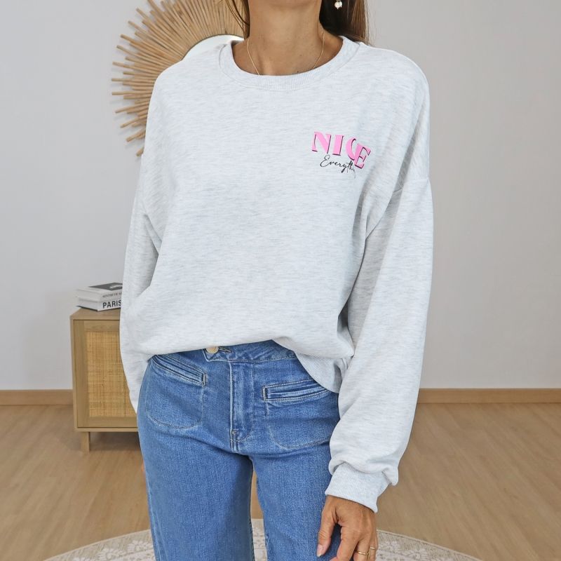 sweat gris clair femme nice