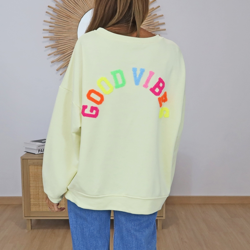 sweat casual femme jaune