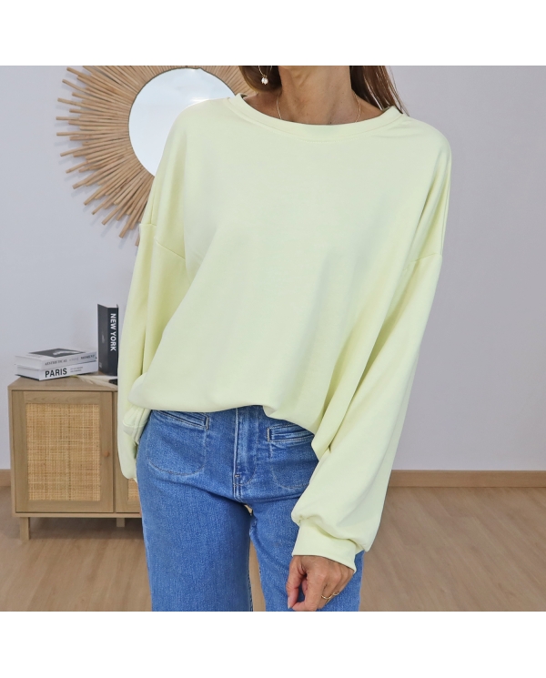 sweat femme coton jaune oversize