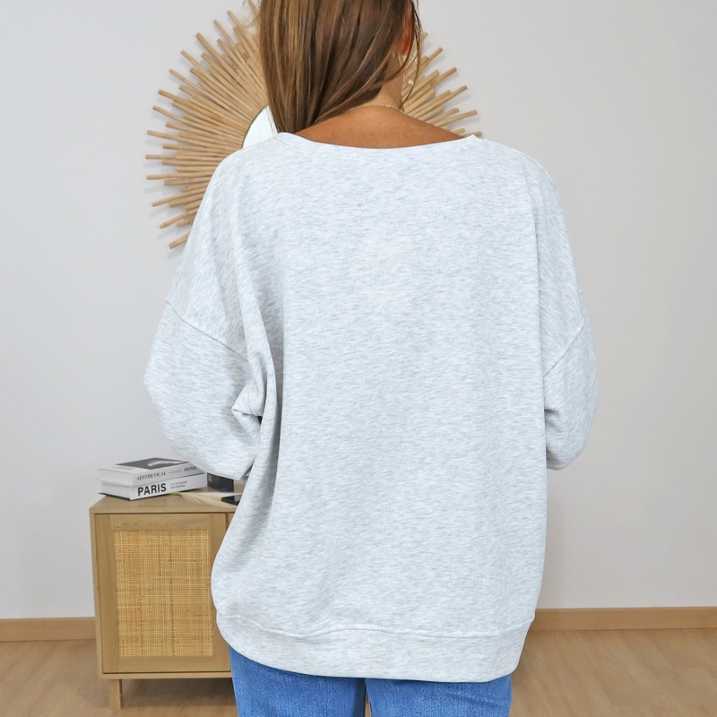 sweat gris clair femme amore