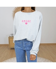 sweat amore femme gris chine
