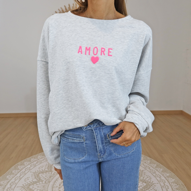 sweat femme coeur rose relief