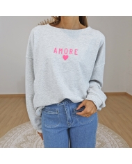 sweat femme coeur rose relief