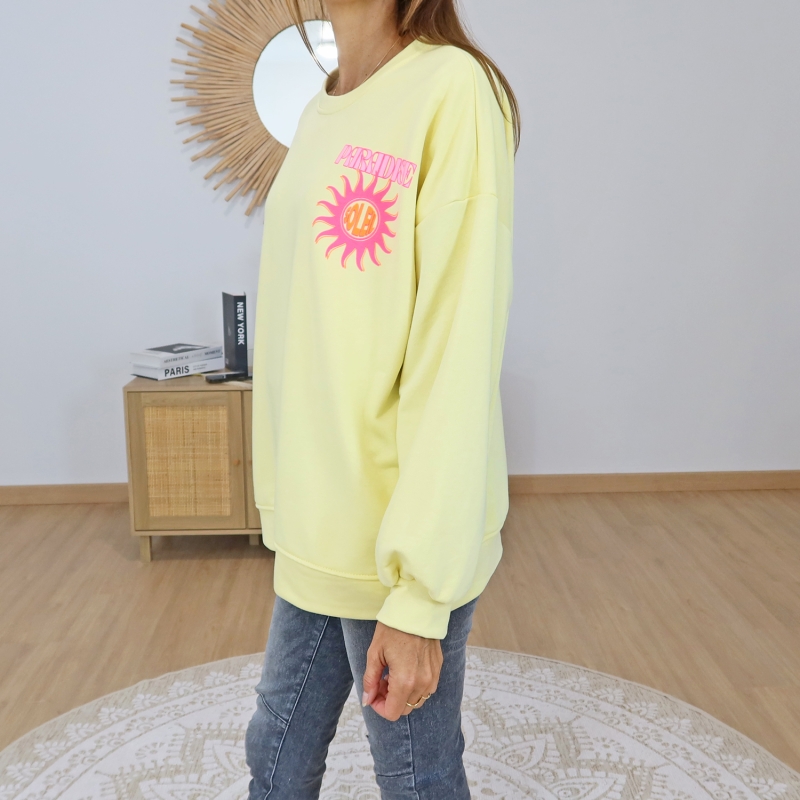 sweat femme coton jaune casual