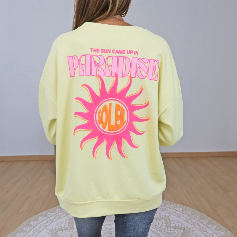 sweat paradise soleil femme jaune