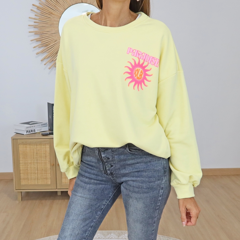 sweat oversize jaune femme tendance
