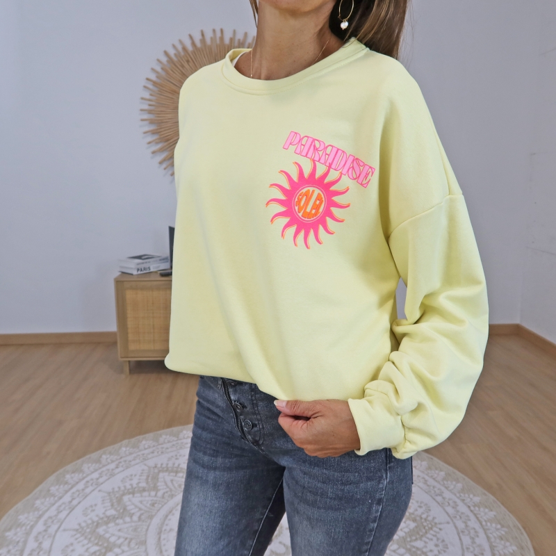 sweat oversize femme jaune pastel