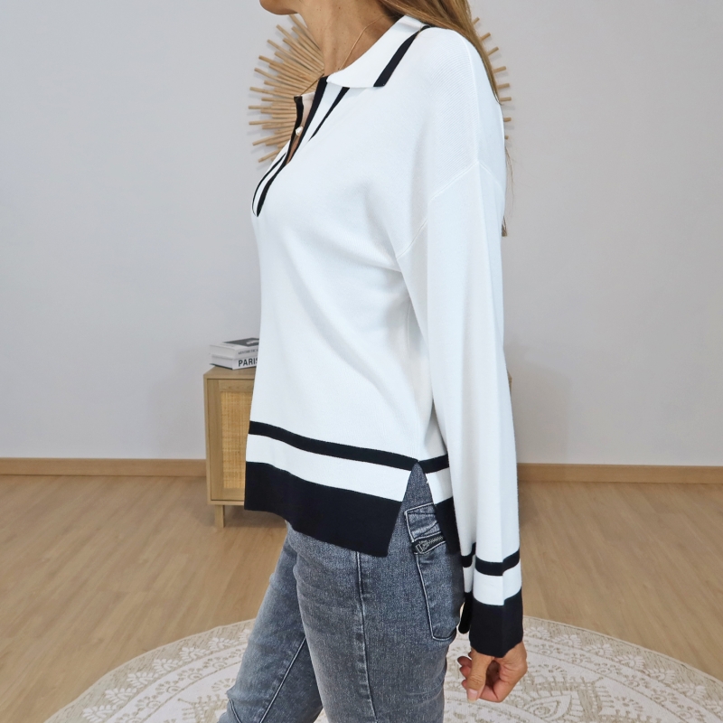 pull polo femme manches larges