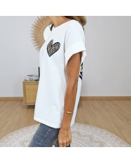 t shirt coeur leopard femme