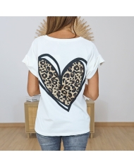 t shirt femme coeur leopard dos