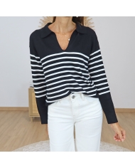 pull femme rayé noir et blanc