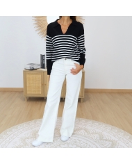 pull femme maille fine rayée