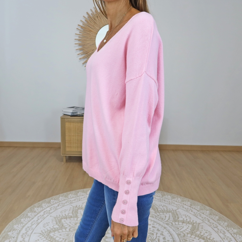 pull rose femme casual chic