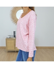 pull maille fine femme rose