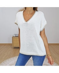 top oversize beige femme maille