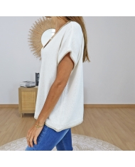 top femme beige manches courtes