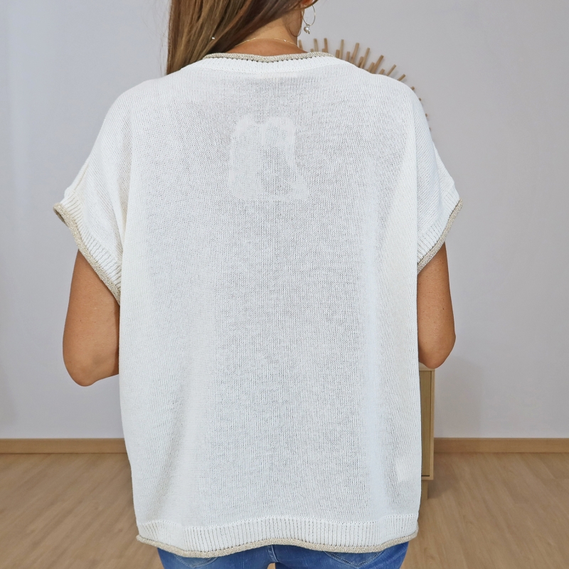 top maille beige femme porté