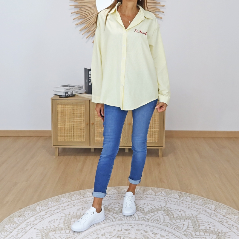 chemise femme palmier brodé poitrine