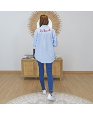 chemise femme saint barth broderie rouge