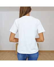 t-shirt femme broderie fleur bleue