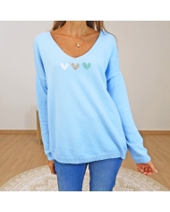 pull maille bleu ciel femme