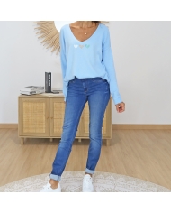 pull maille douce femme bleu