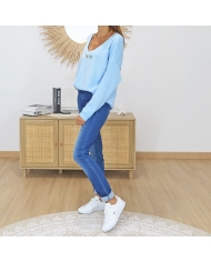 pull femme cœurs pailletés