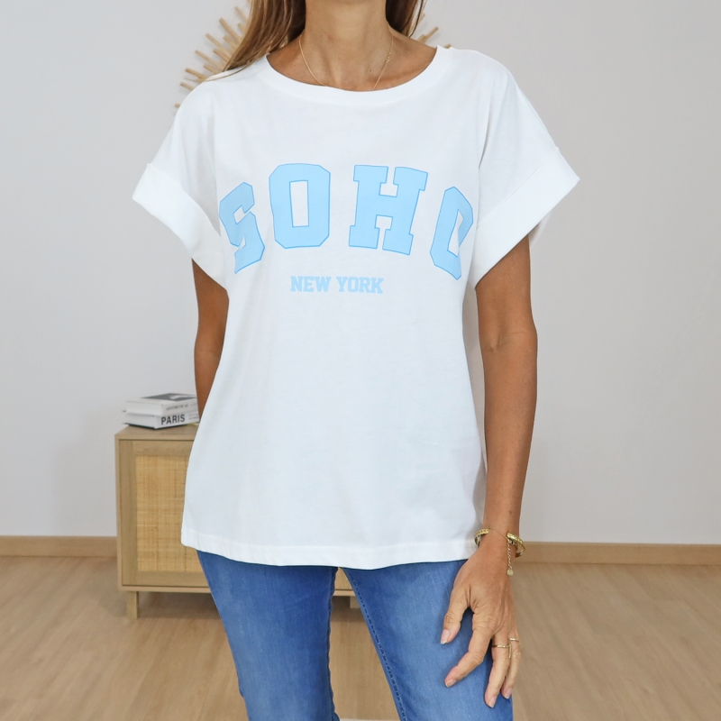 t-shirt blanc femme porté
