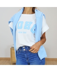 t-shirt blanc femme manches revers