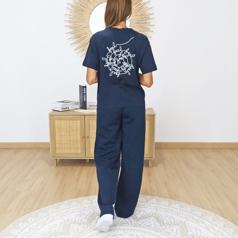 t-shirt coton femme bleu marine