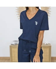 t-shirt bleu marine femme tiffosi