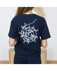 t-shirt femme col v bleu marine