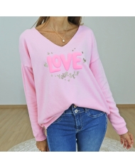 pull femme rose love yourself Élisa