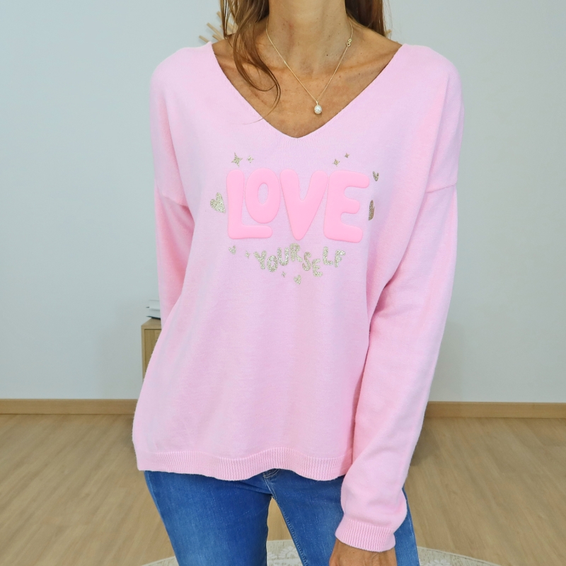 pull femme rose maille douce fabrication italienne