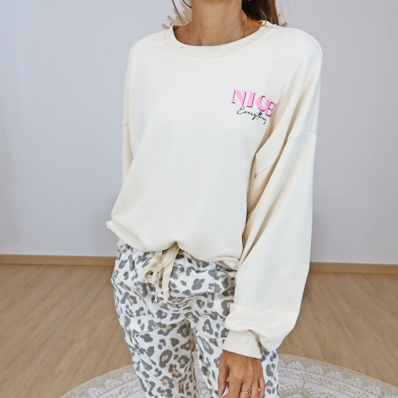 sweat femme imprime nice rose