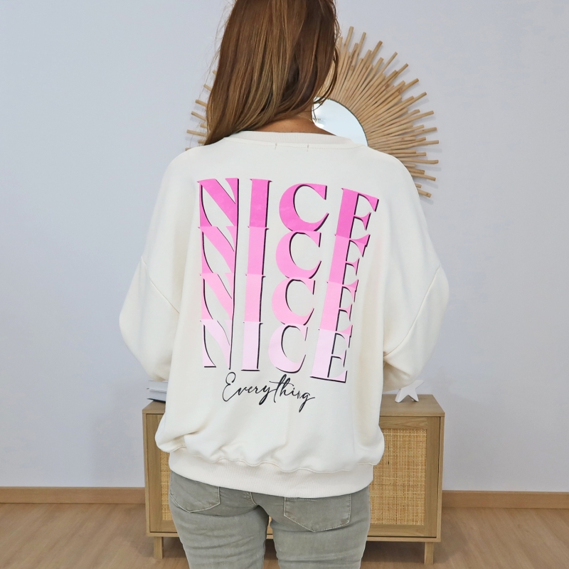 sweat femme ecru vanille nice lena