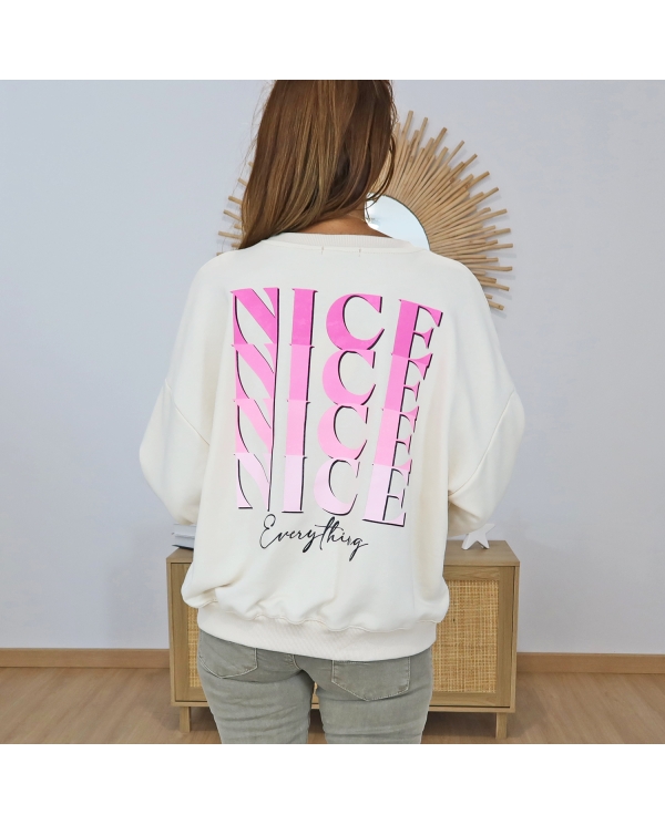sweat femme ecru vanille nice lena