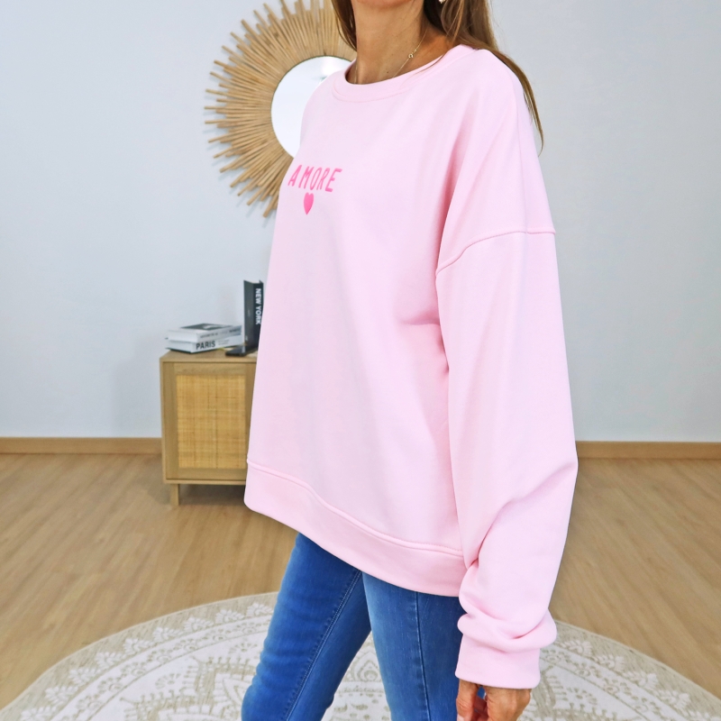 sweat femme rose coton gratté